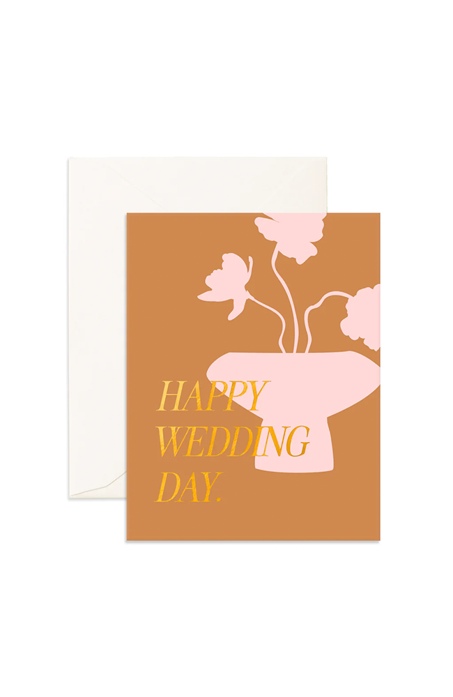 Wedding Day Peony Vase Greeting Card