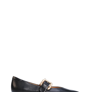 Golden Mary Jane Flat - Black
