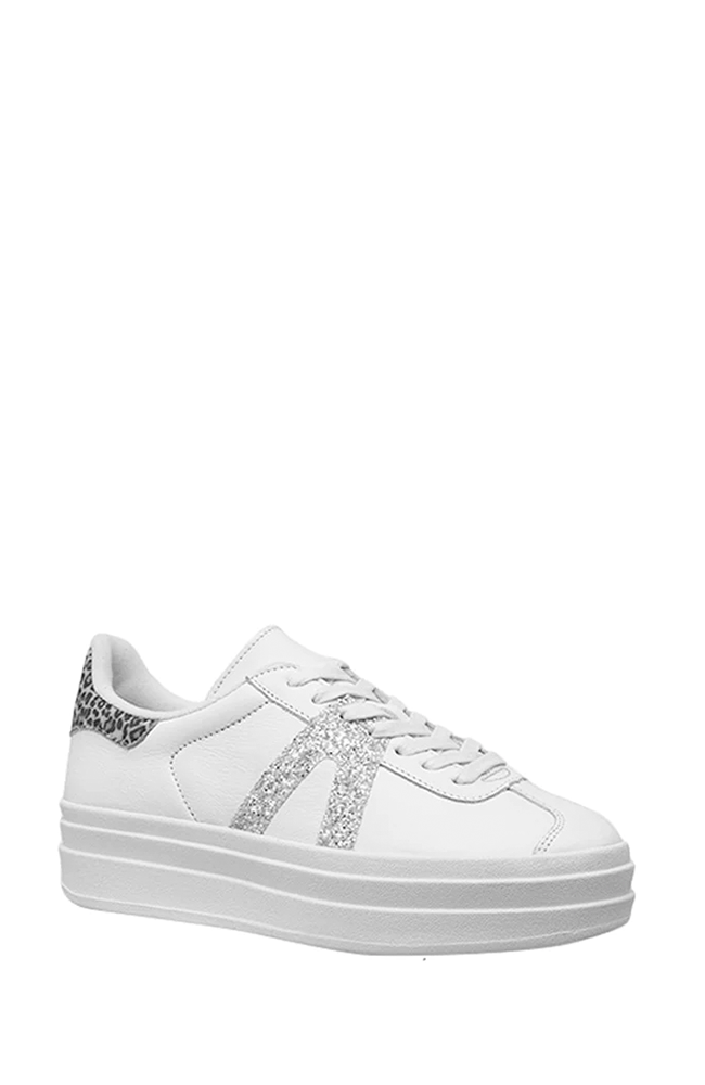 Island Platofrm Sneaker - White Silver Leopard