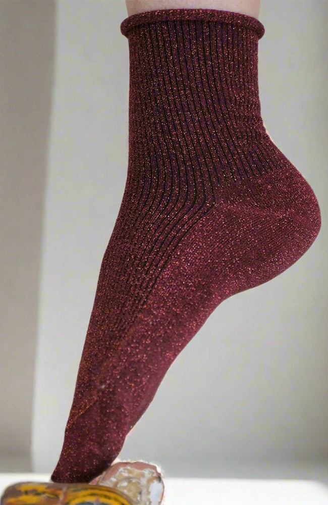 Glitter Lurex Socks - Red