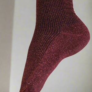 Glitter Lurex Socks - Red