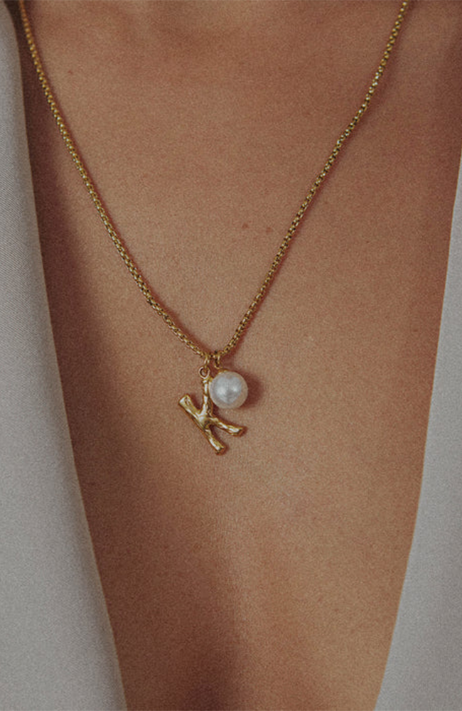 Pearl Letter K Necklace