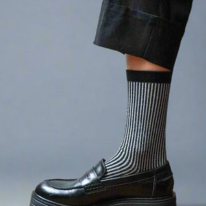 Glitter Lurex Socks - Black Stripes
