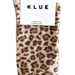 Glitter Lurex Socks - Beige Leopard