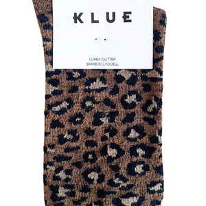 Glitter Lurex Socks - Brown Leopard