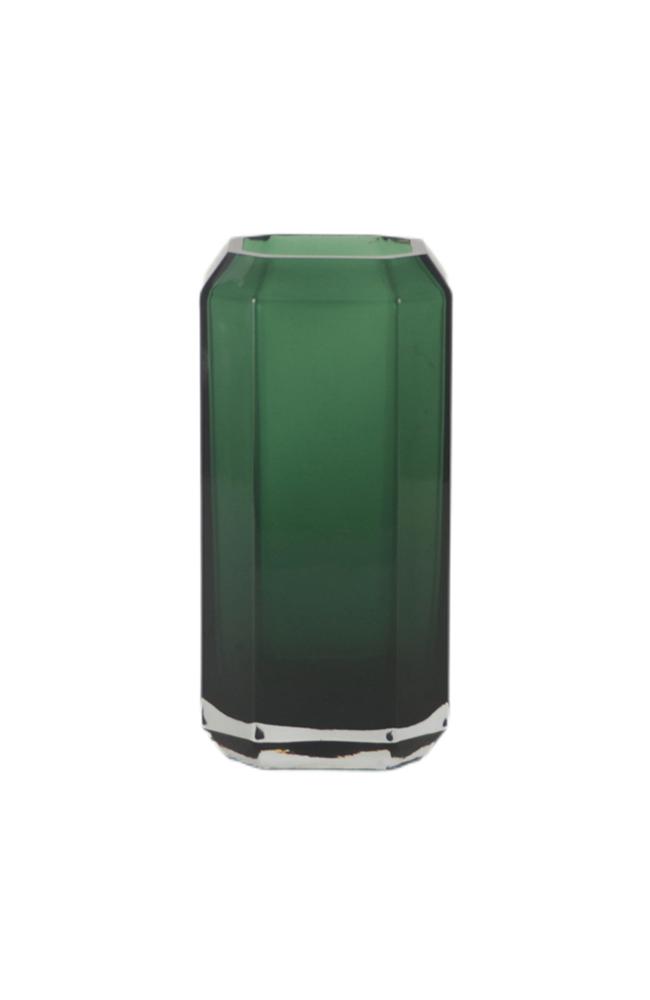 Emerald Glass Octagon Vase - Narrow