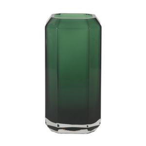 Emerald Glass Octagon Vase - Narrow