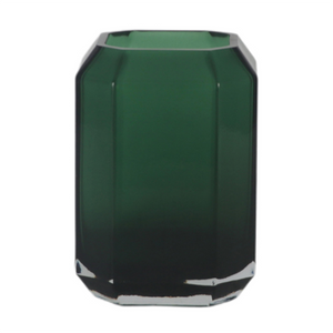Emerald Glass Octagon Vase - Wide