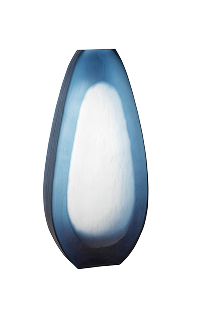 Vass Glass Blue/White Teardrop Vase Tall