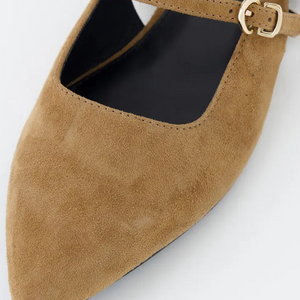 Mandeur Coffee Suede Flat Shoes