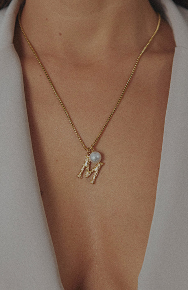 Pearl Letter M Necklace