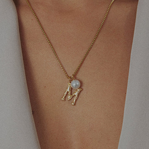 Pearl Letter M Necklace
