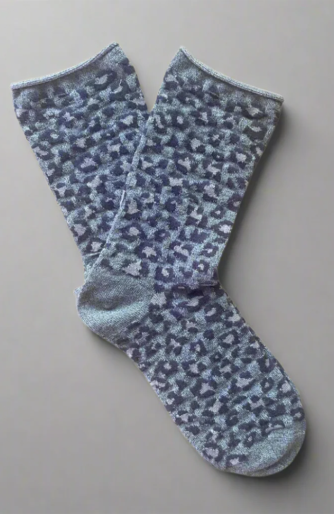 Glitter Lurex Socks - Leopard Grey