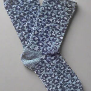 Glitter Lurex Socks - Leopard Grey