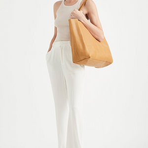 Unlined Leather Tote - Tan