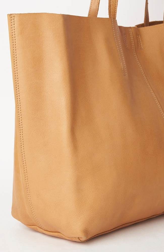 Unlined Leather Tote - Tan