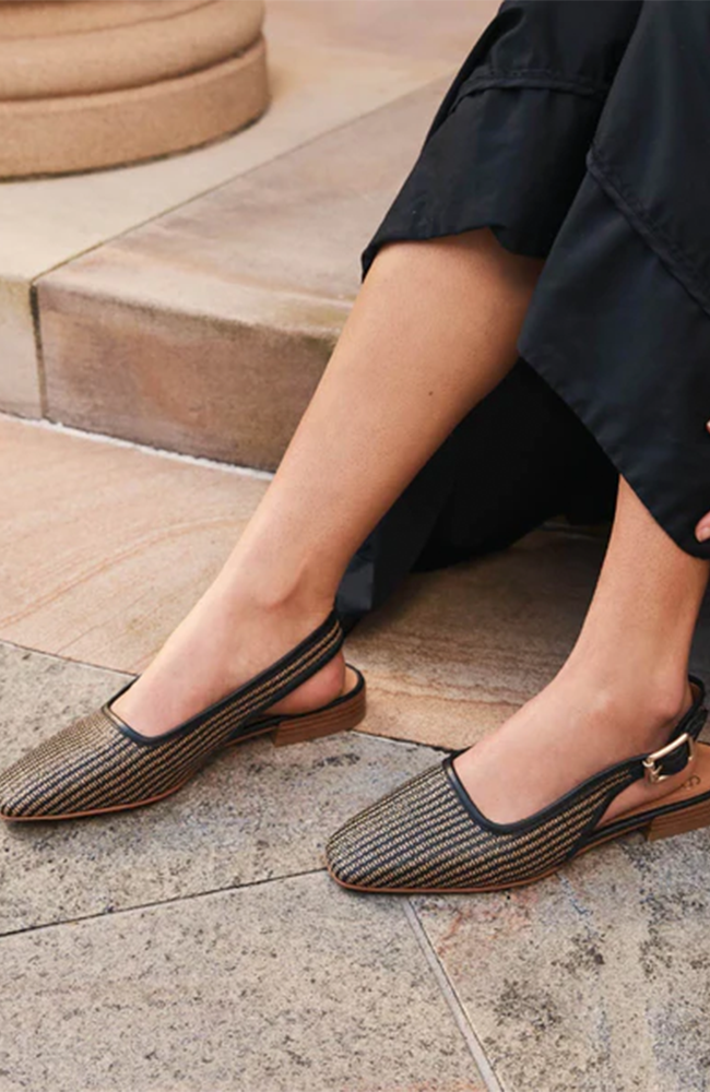 Soph Slingback Flat - Black Grass