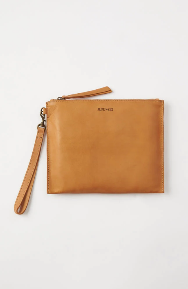 Large Flat Pouch Bag - Tan