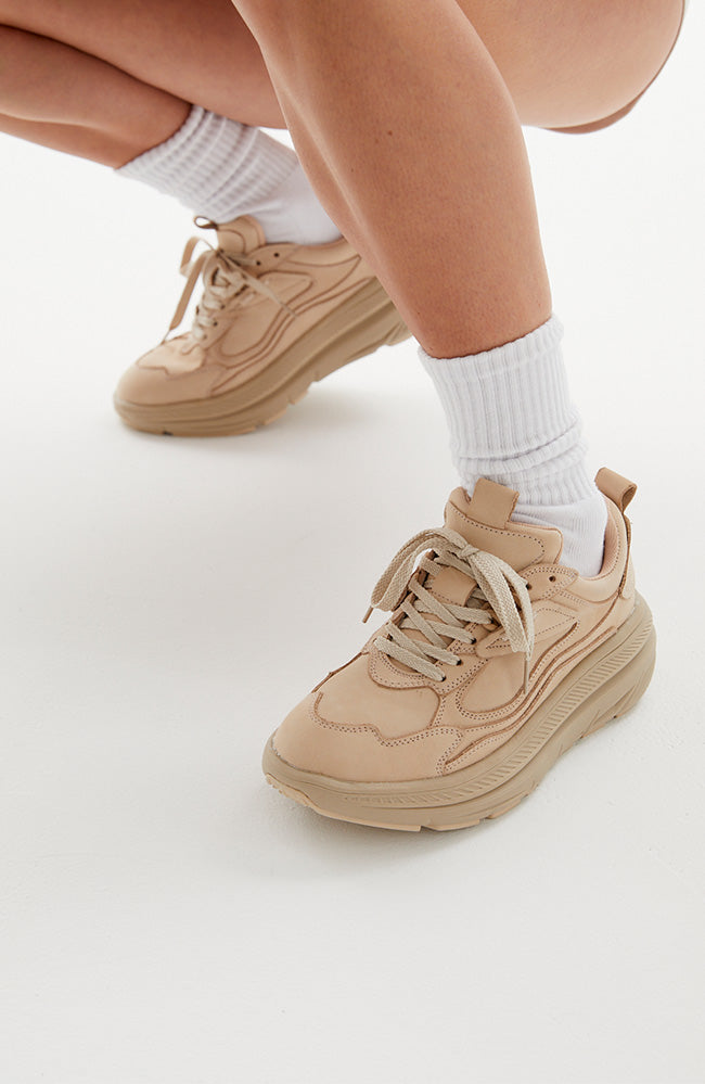 Thea Trainer - Nude Nubuk Leather