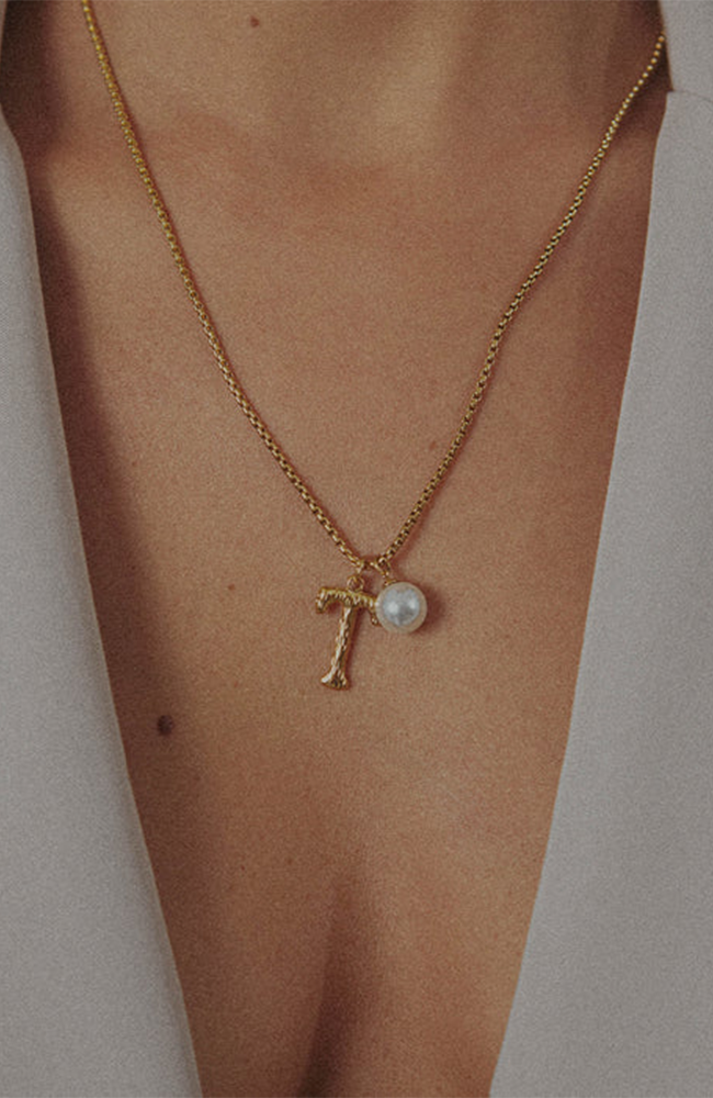 Pearl Letter T Necklace