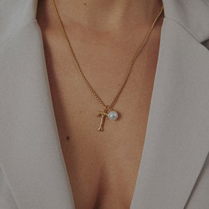 Pearl Letter T Necklace