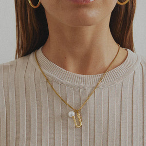 Pearl Letter U Necklace