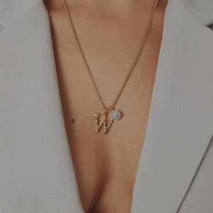 Pearl Letter W Necklace