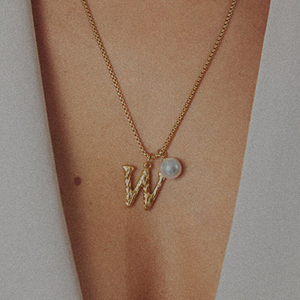 Pearl Letter W Necklace
