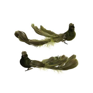 Feather Bird Lge Sage 2 Assorted