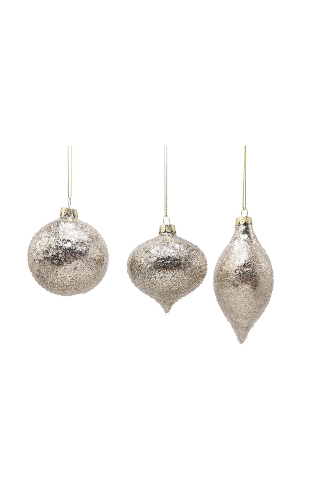 Glass Bauble - Champagne - 3 Assorted