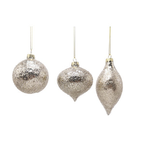 Glass Bauble - Champagne - 3 Assorted