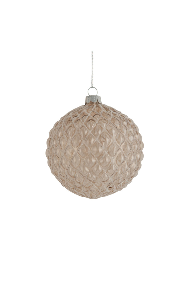 Glass Frosted Bauble - Champagne