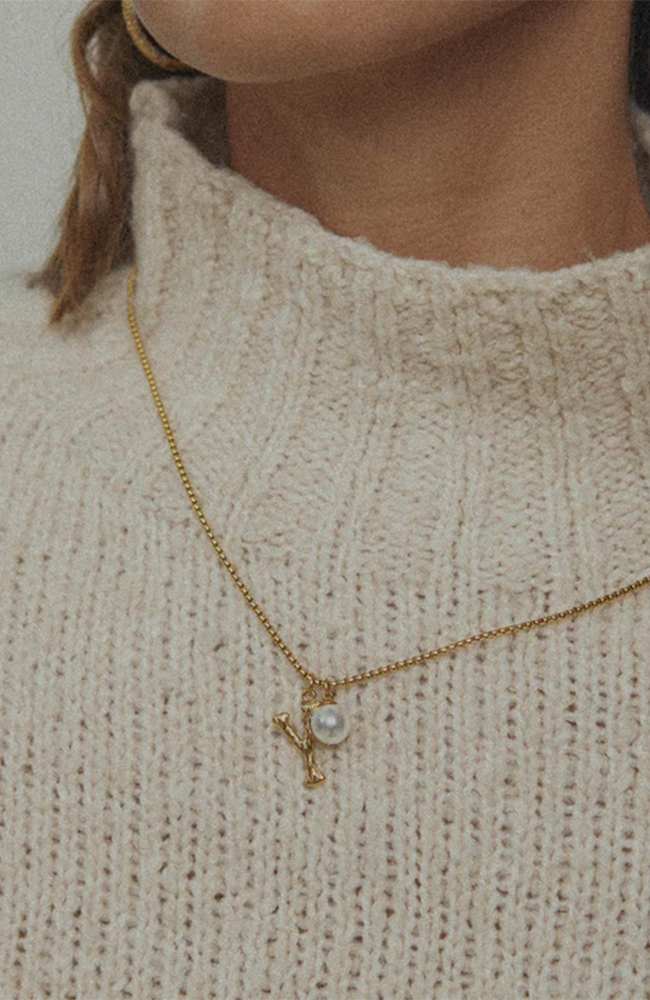 Pearl Letter Y Necklace