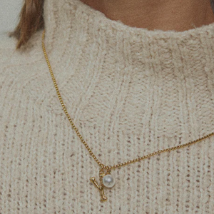 Pearl Letter Y Necklace