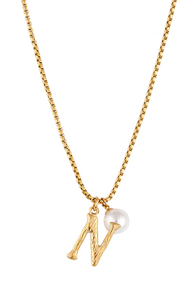 Pearl Letter N Necklace