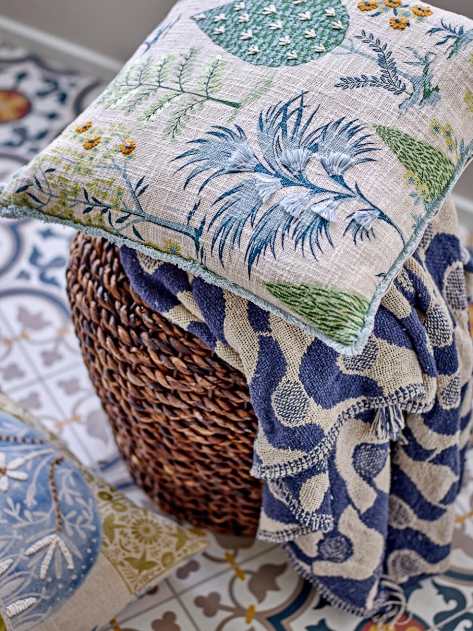 Santena Throw - Blue, Recycled Cotton