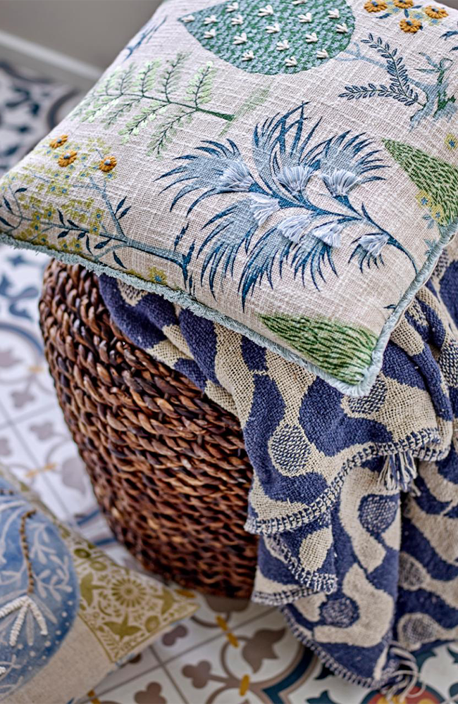 Santena Throw - Blue, Recycled Cotton