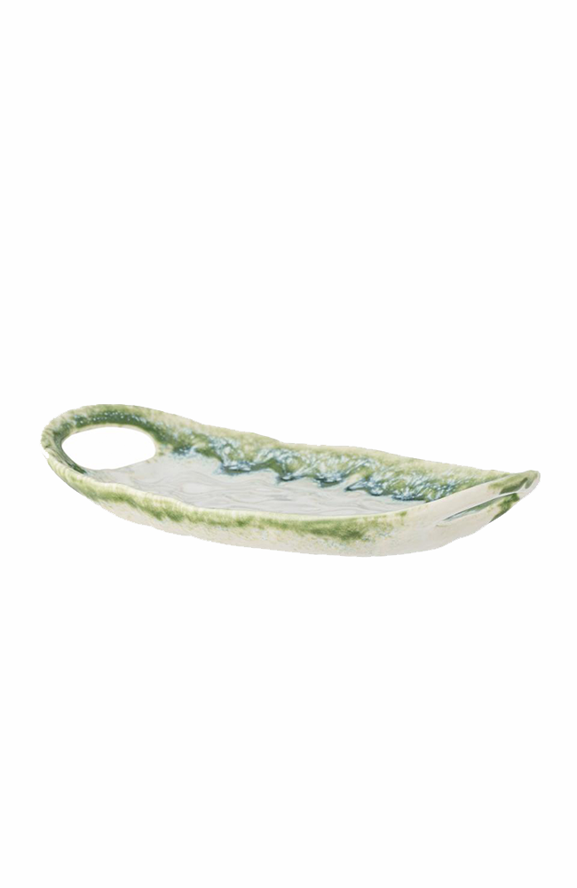 Prim Serving Plate - Green, Stoneware Small