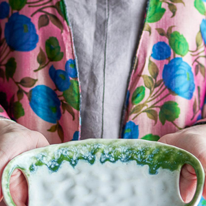 Prim Serving Plate - Green, Stoneware Small