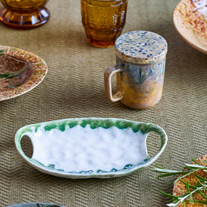 Prim Serving Plate - Green, Stoneware Small