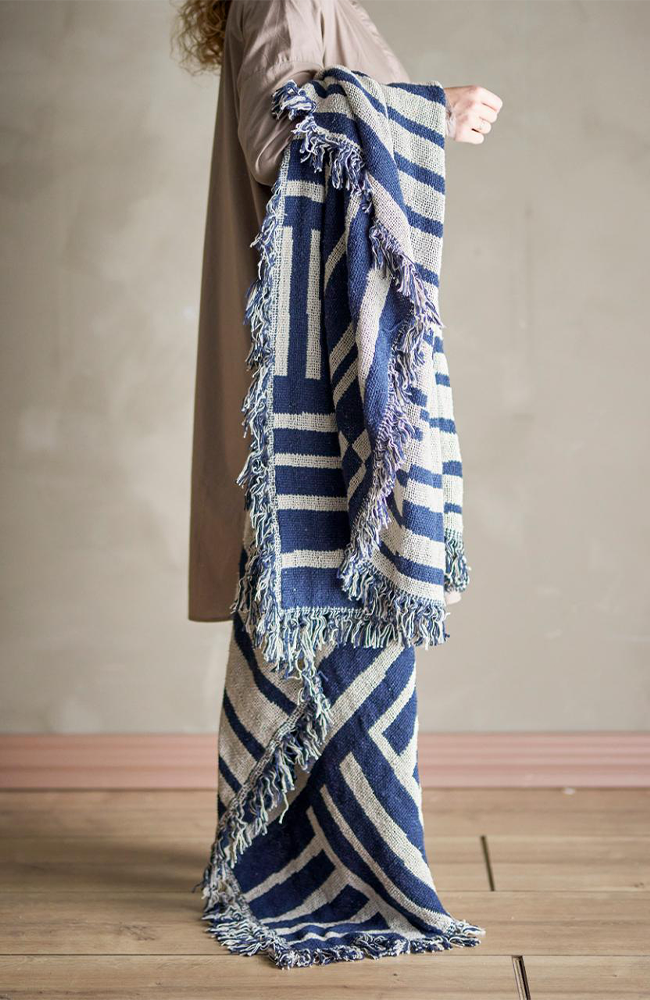 Frankie Throw - Blue, Recycled Cotton