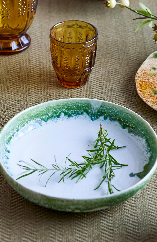 Prim Serving Plate - Green, Stoneware Large