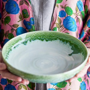Prim Serving Plate - Green, Stoneware Large