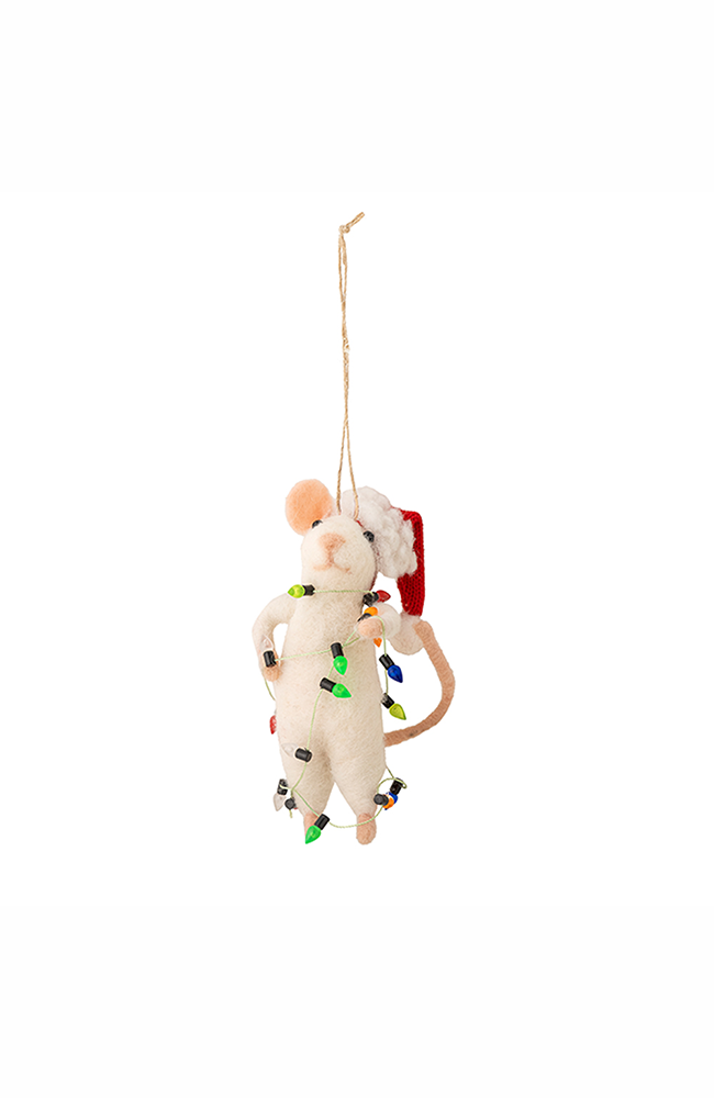 Peo Ornament - Wool Tangled Lights Mouse