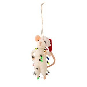 Peo Ornament - Wool Tangled Lights Mouse