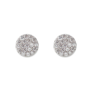 Pave Disc Stud Earrings - Silver