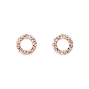 Circle CZ Stud Earrings - Rose Gold