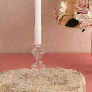 Glass Palma Dinner Taper Candle Holder