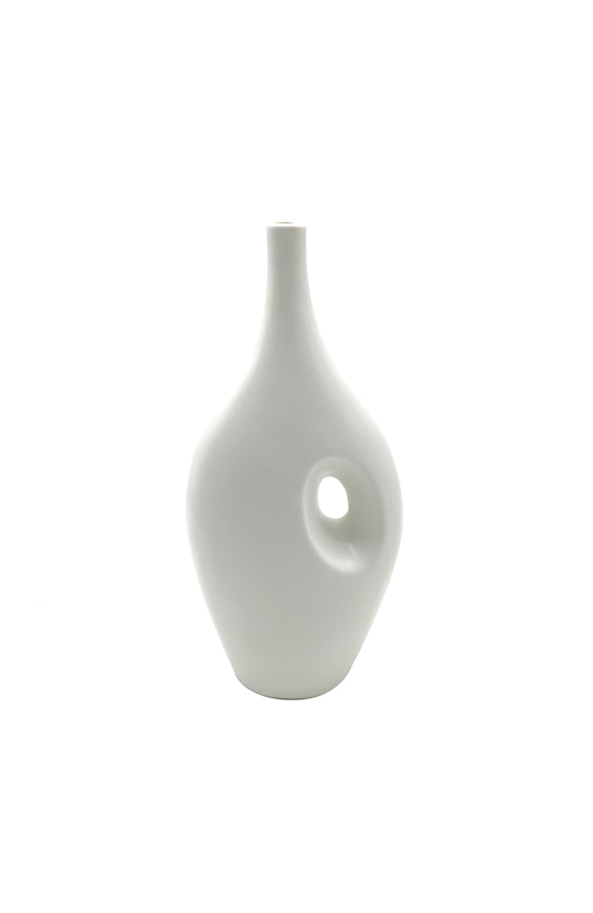 Suri Porcelain Matt Hole Vase Large - White