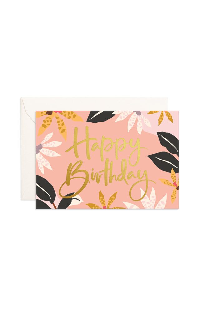 Happy Birthday Orchids Mini Card